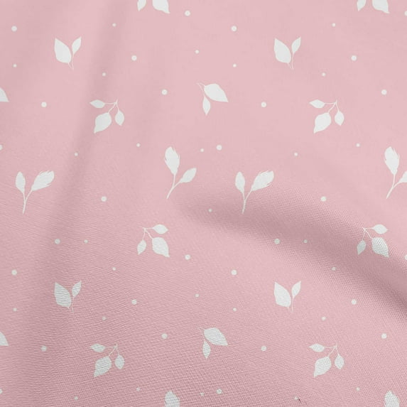 oneOone Cotton Flex Rose Pink Fabric Plants Silhouette Leaf With Dot Sewing Material Print Fabric By The Yard 40 Inch Wide