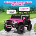 thumbnail image 6 of 24V Kids Ride on Car, 2 Seater Ride on Toy Pink Jeep for Big Kids with Remote Control, Kids Electric Vehicles Cars, 3 Speeds, LED Lights, Bluetooth Music, Pink, 6 of 7