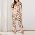 thumbnail image 2 of Fotbe Peach With Leaves1 Pattern Long Sleeve Pajama Set for Women,Sleepwear Set,2-piece Loungewear Set,Soft PJs Comfy Nightwear with Pockets -Large, 2 of 7