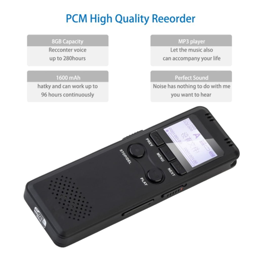 8/32GB Digital Voice Recorder Recording Voice Recorder with Playback 1536kbps