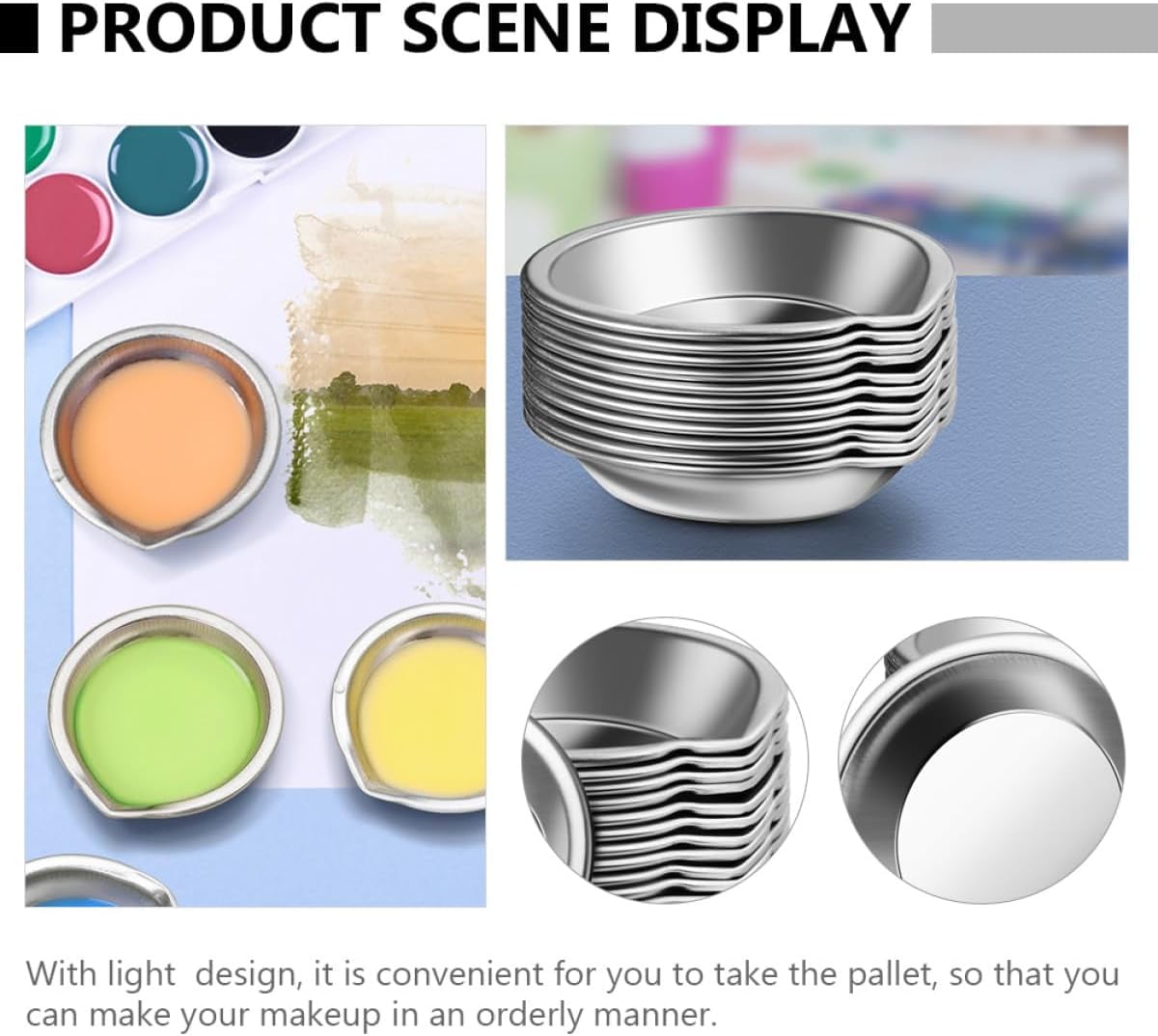 24pcs Stainless Steel Watercolor Mixing Tray Pigment Palette Lightweight Art Tray for Artists Students Schools