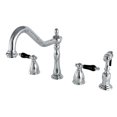 thumbnail image 1 of Kingston Brass KB1791PKLBS Widespread Kitchen Faucet with Brass Sprayer, CP, 1 of 1