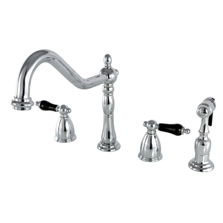 Kingston Brass KB1791PKLBS Widespread Kitchen Faucet with Brass Sprayer, CP