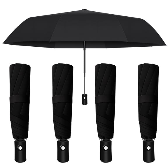 OSIMIG 5 Pcs Travel Umbrella, Small Black Compact Umbrellas Bulk, Automatic Windproof Portable Umbrellas for Rain, Men and Women