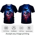 thumbnail image 3 of WHNBCW Men's Patriotic Skull T-Shirt – American Flag & Lightning Graphic Tee – 3D Demon Skull Design for Casual, Festivals, and Biker Style, 3 of 7