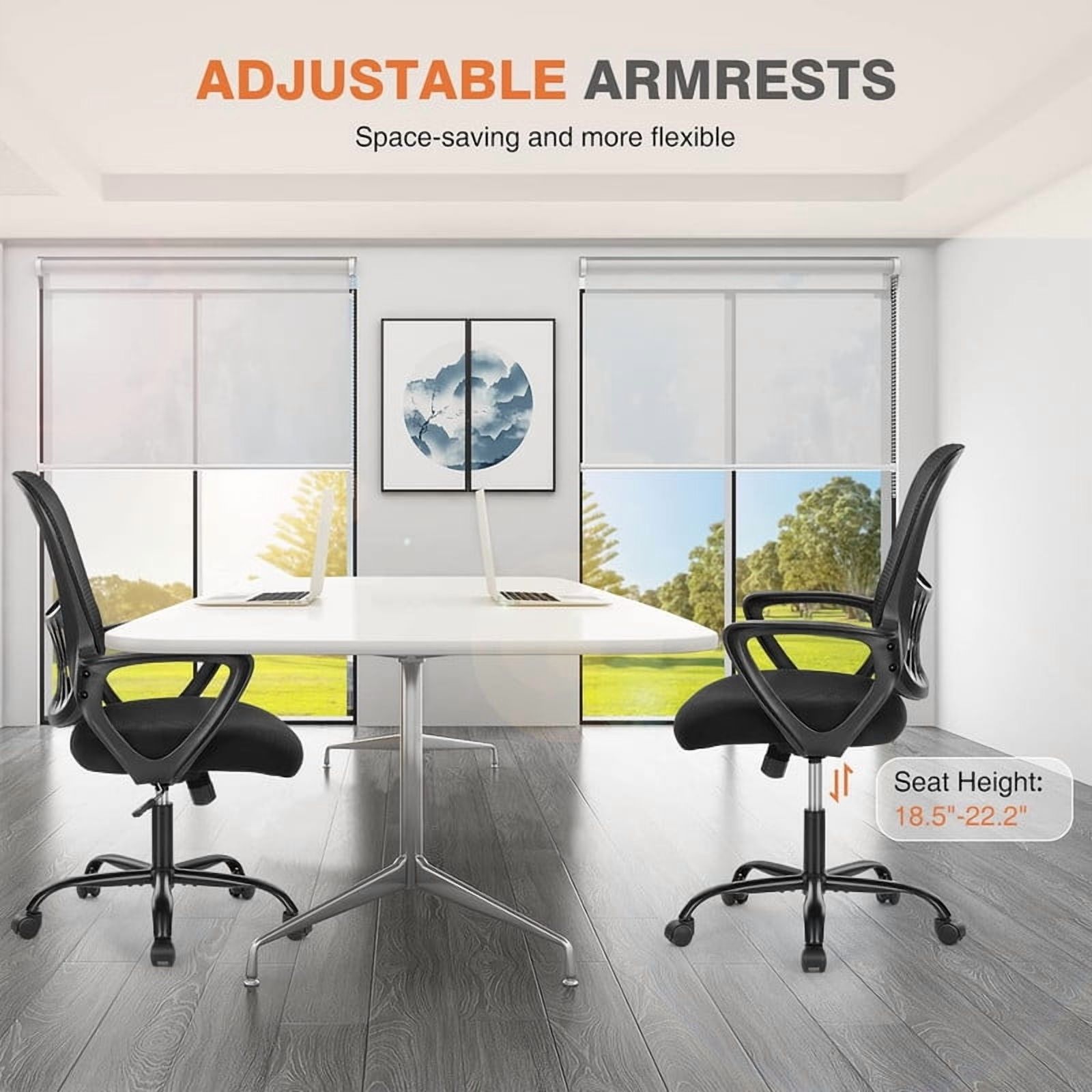 Beddle Office Chair with Lumbar Support, Ergonomic Mesh Mid-Back Swivel Desk Chair, Comfortable Task Chair for Home Office, Black