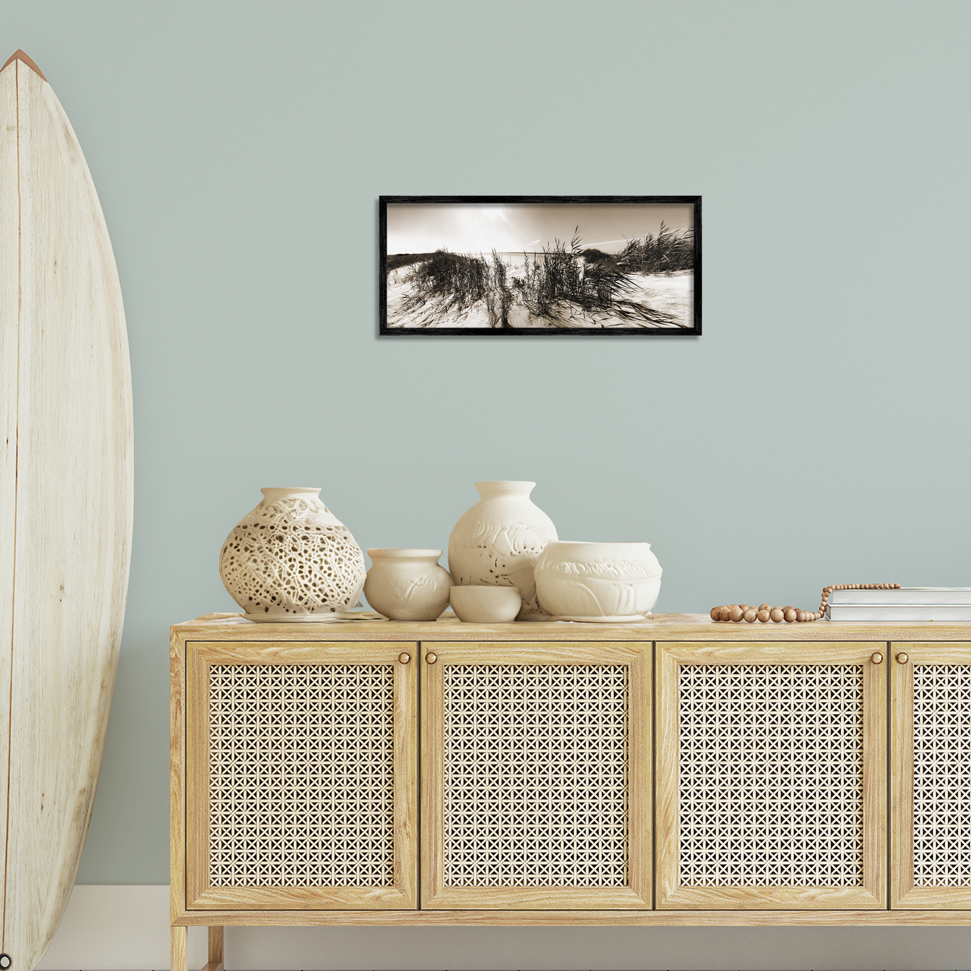 Stupell Industries Wind In The Dunes Coastal Photography Black Framed Art Print Wall Art, 24 x 10