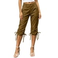 thumbnail image 2 of Hfnxid Women's Cargo Capris High Waisted Tie Side Capris Comfort Lightweight Cropped Trousers Casual Outdoor Pant with Pockets Khaki XXL, 2 of 10