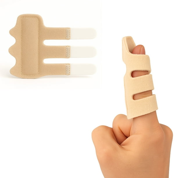 Férula para Dedo con Soporte de Aluminio con 3 Correas de Ajuste (Talla Única) | Transpirable y Suave | Protege Dedos Torcidos, Lesionados o Fracturados | Color Beige