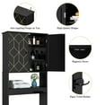 thumbnail image 3 of HLR Over The Toilet Storage Cabinet, Bathroom Above Toilet Storage Cabinet with Doors and Adjustable Shelves, Black, 3 of 6