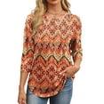 thumbnail image 3 of Fantaslook Womens Plus Size Tops 3/4 Sleeve Pleated Dressy Blouses Crew Neck Casual Tunic Tops Summer Shirts, 3 of 8