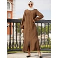 thumbnail image 4 of IBTOM CASTLE Abayas for Women Muslim Dress Prayer Clothes Zipper Maxi Long Robe Kaftan Dresses Islamic Dubai Loose Abaya Dress 3XL Brown, 4 of 8