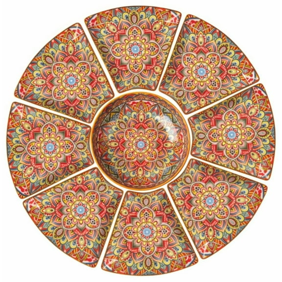 TAUFIKT 9-piece Bohemian Style Tableware Set for Home, Restaurant, Party and Gathering, Orange