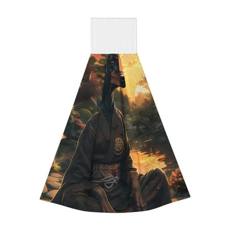 

Easygdp Sunset Meditating Doberman Kitchen Hand Towels Hanging Tie Towels Fast Drying Dish Cloth with Loop for Bathroom Restroom Home Decor