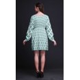 thumbnail image 4 of Bimba Robe Midi à Manches Longues Imprimé Floral Damassé Pochoir Vert Vêtements pour Femmes-Petit, 4 of 7
