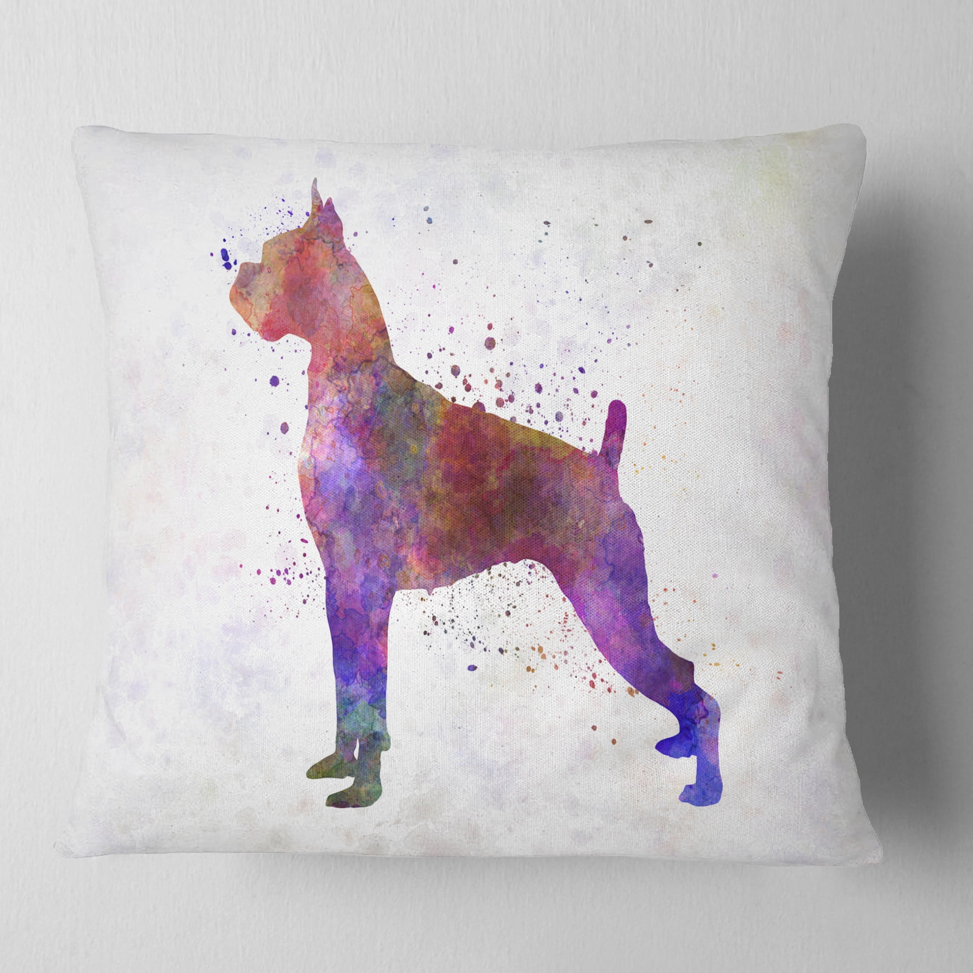 Designart Boxer in Watercolor - Animal Throw Pillow - 16x16