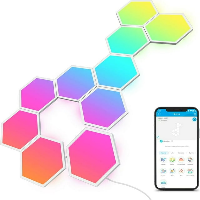 CNKOO Hexagon Wall Light LED Panel - Smart APP RGB Hexagonal Modular Gaming Light Music with Sync Honeycomb Shape Panels Hexagon Lights for Bedroom Children Room
