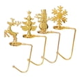 thumbnail image 1 of 4 soportes multiusos para calcetines navideños y guirnaldas de chimenea con forma de copo de nieve y muñeco de nieve. oro, 1 of 9