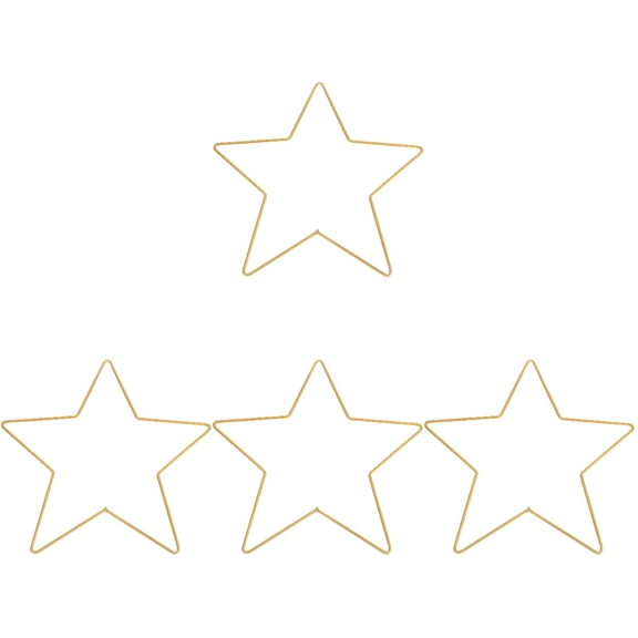 Masteelf 4pcs 30CMx3MM Metal Stars Frame Hangable Wall Decoration Glazing Pentagram Shaped Wall Art Ornament Window Decor for Home Shop Part (Golden)