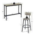 thumbnail image 2 of Juego de mesa de bar con 2 taburetes tapizados de PU y respaldo. Juego de mesa de comedor de altura de bar, color gris., 2 of 5