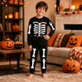 thumbnail image 6 of Kcolen Halloween Skeleton Graphic 2âPiece Pajamas Set, Long Sleeve Shirt Elastic Long Pants Sleepwear Loungewear Halloween Gifts Outfit, 6 of 8