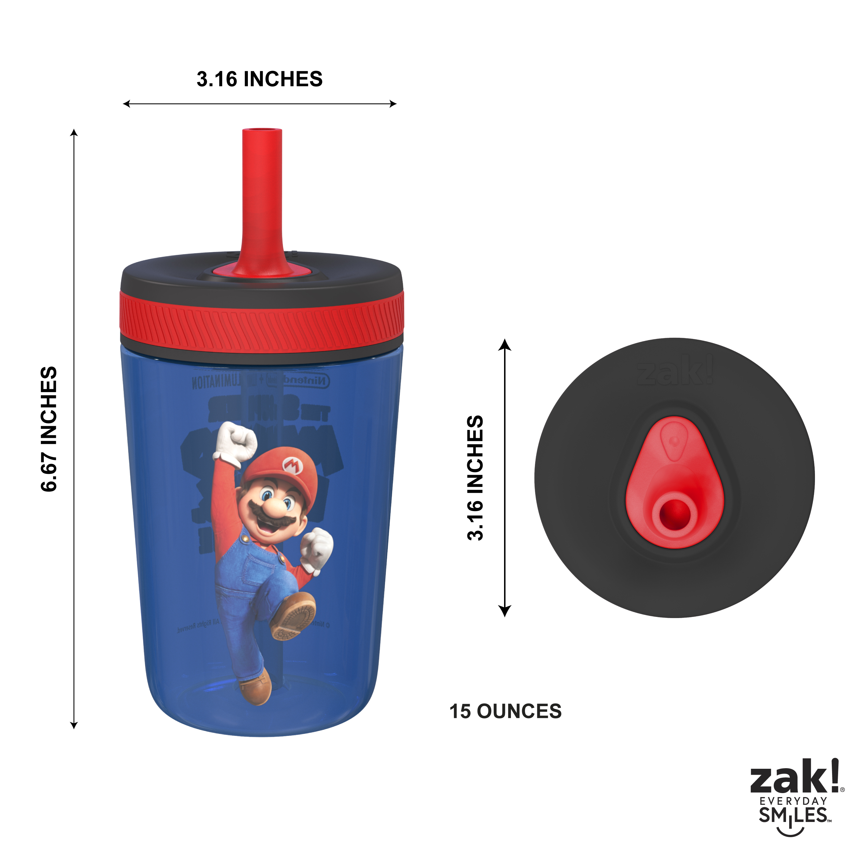 Stor Tazza Super Mario Anti-ribaltamento 410 Ml – Plastica SmartGrip, Ufficiale, Lavabile