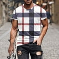thumbnail image 2 of ohmzyzo Mens Plaid T-Shirts Short Sleeve Tops Crewneck Undershirt Casual Basic Tees Breathable Summer Slim Fit Tops Athletic Training Tees XXL, 2 of 5