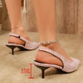 thumbnail image 4 of Kitten Heels for Women Pointed Toe Glitter Slingback Heeled Sandals Summer Casual Elegant Party Prom Dressy Shoes Pink Size 6.5, 4 of 8