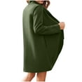 thumbnail image 6 of Full Zip Long Jacket for Women Fall Spring Winter Outwear No Hood Casual Mid-length Sweatshirt Coat with Pocket (2XL, Army Green), 6 of 7