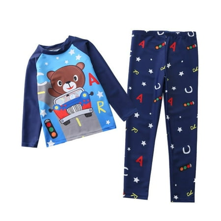 

Esho Little Boys Rashguard Swimsuit Kids Surf Bathing Suit Long Sleeve Shirts Long Pants Set 5-10T