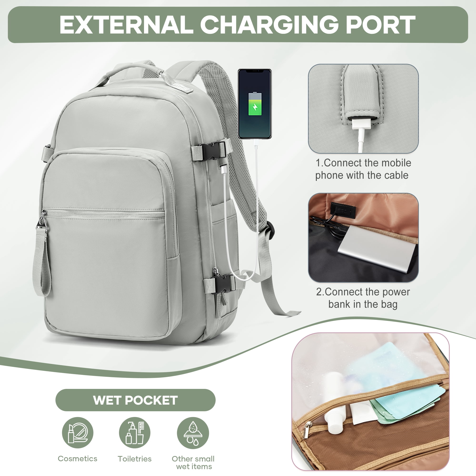 Vacuum Seal Backpack for Travel with Vacuum Compression, Air Seal Travel Backpack with Portable Air Pump Carry on Luggage Airline Approved for Women Men Large Vac Pack Airback Laptop Backpack Green