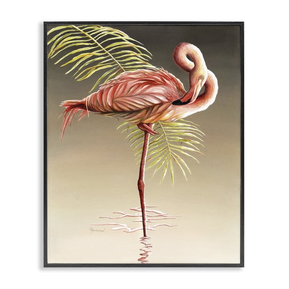Stupell Industries Traditional Flamingo Twisting Gaze Black Framed Giclee Art, 16 x 20, by Christine Reichow