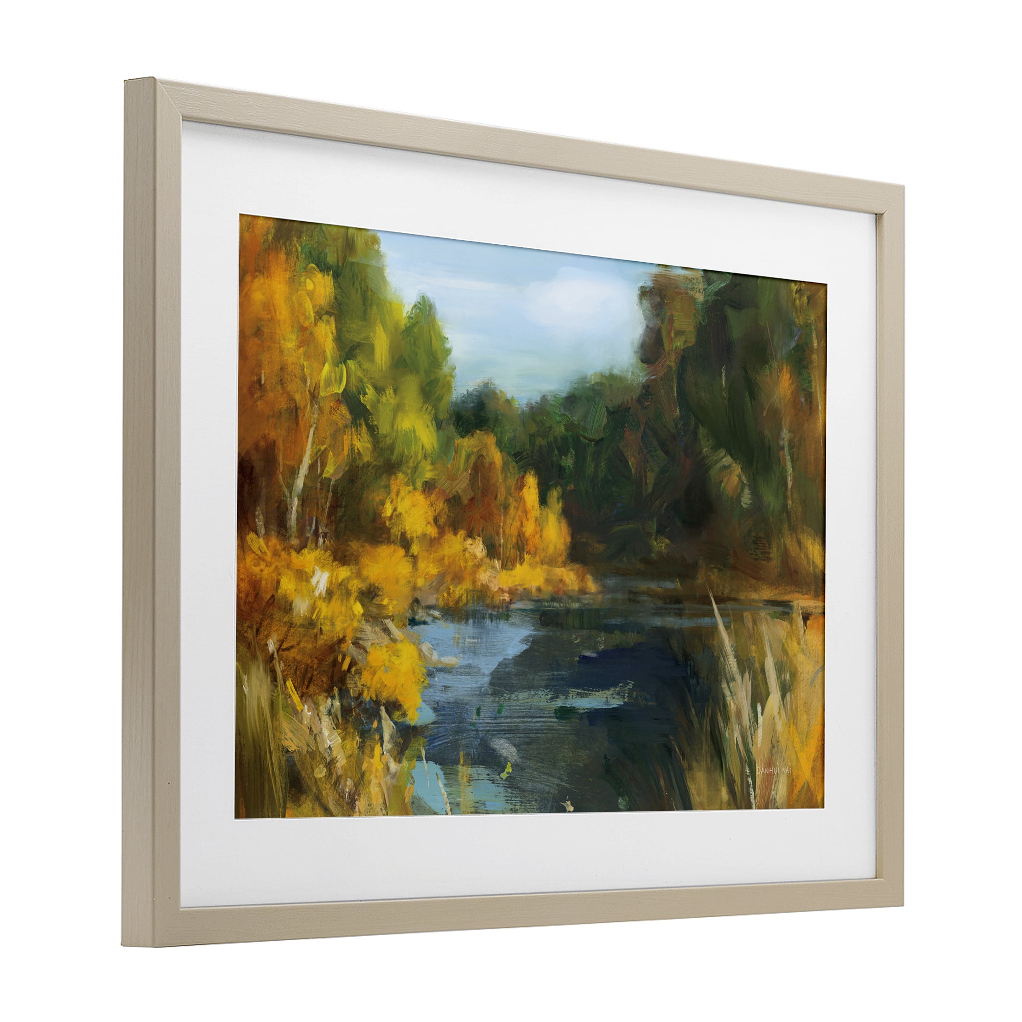 Stupell Industries Autumn River Bend Abstract Birch Framed Print Under Glass, design by Danhui Nai