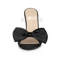 thumbnail image 6 of BLISSFUL STEP Women's Clear Strap Bow Stiletto Heels Mules Slide Sandals Black (Size 9), 6 of 8