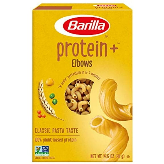 Barilla Protein  (Plus) Elbows Pasta - Protein From Lentils, Chickpeas & Peas - Good Source Of Plant-Based Protein - Protein Pasta - Non-Gmo - Kosher Certified - 14.5 Ounce Box (7 Servings Per Box)
