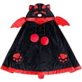 thumbnail image 3 of Cute Cat Bat Wearable Fleece Blanket Hoodie Cape with Red Wings and Paws for Women Comfortable Home Wear, 3 of 9