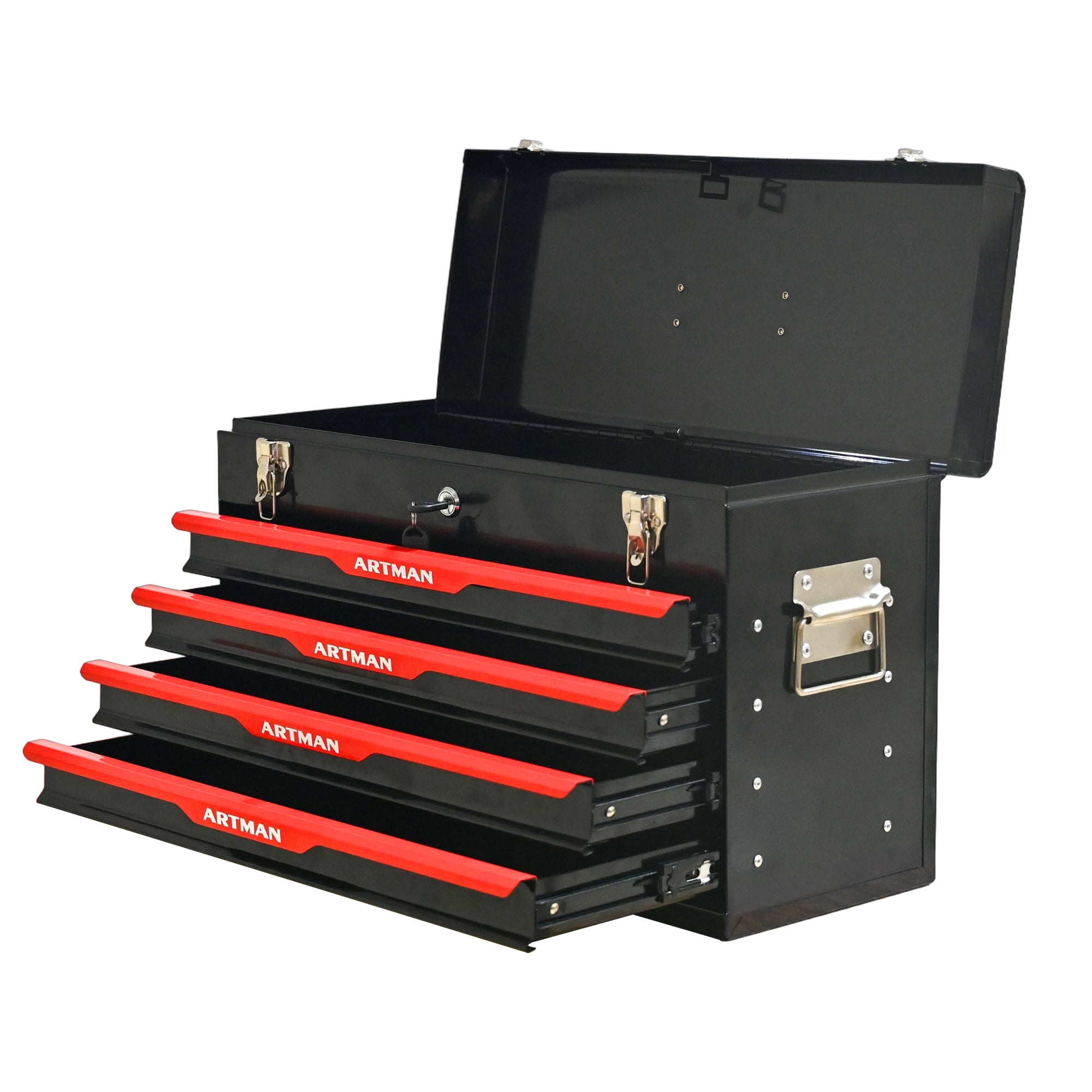 20" Steel Tool Box with Drawers, Lockable Powder-coated Storage