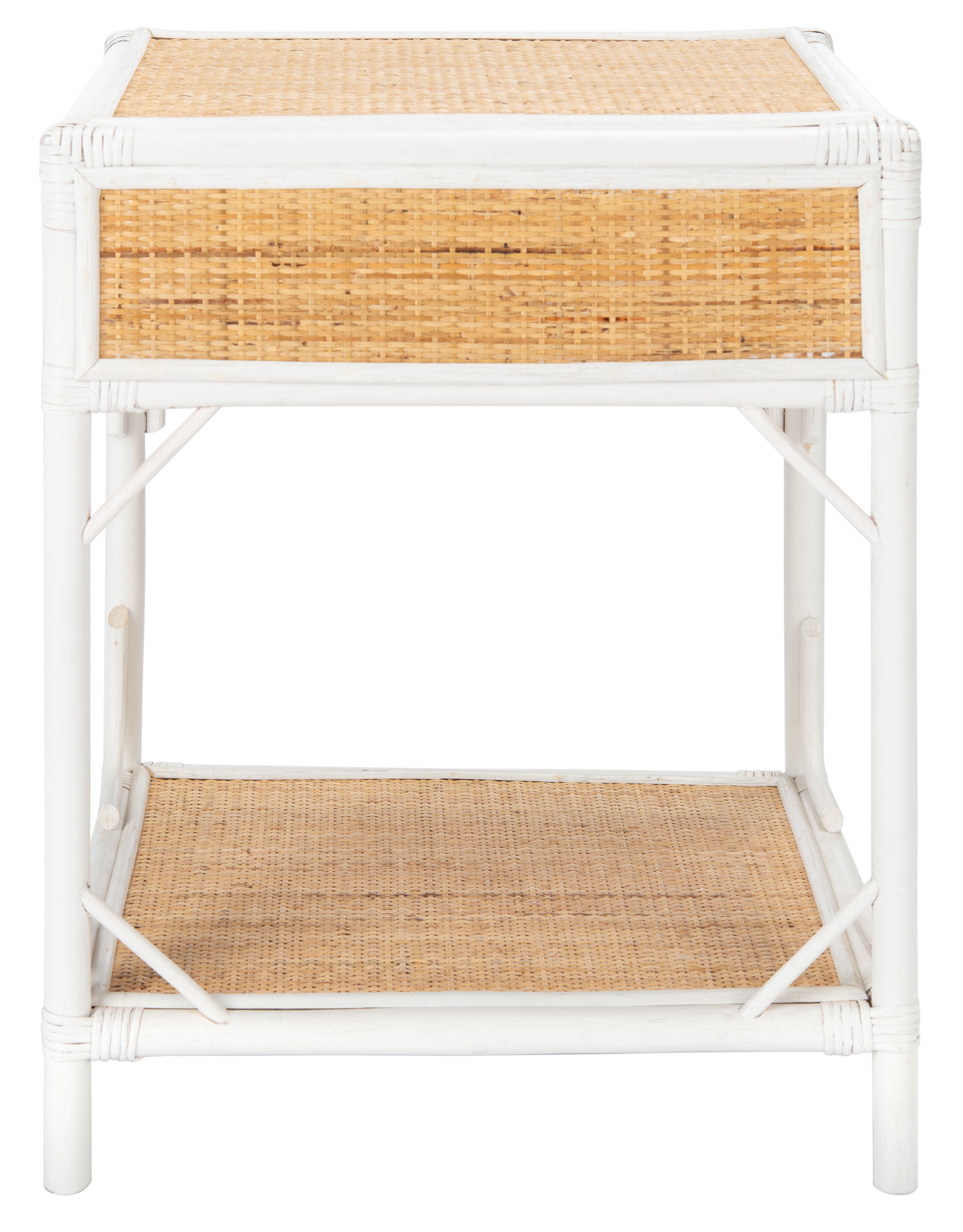 SAFAVIEH Roya Rustic 1 Drawer 1 Shelf Nightstand, White/Natural
