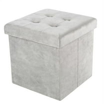 Lavish Home 15-inch Velvet Tufted Storage Ottoman, Footrest, or Linen Chest Gray