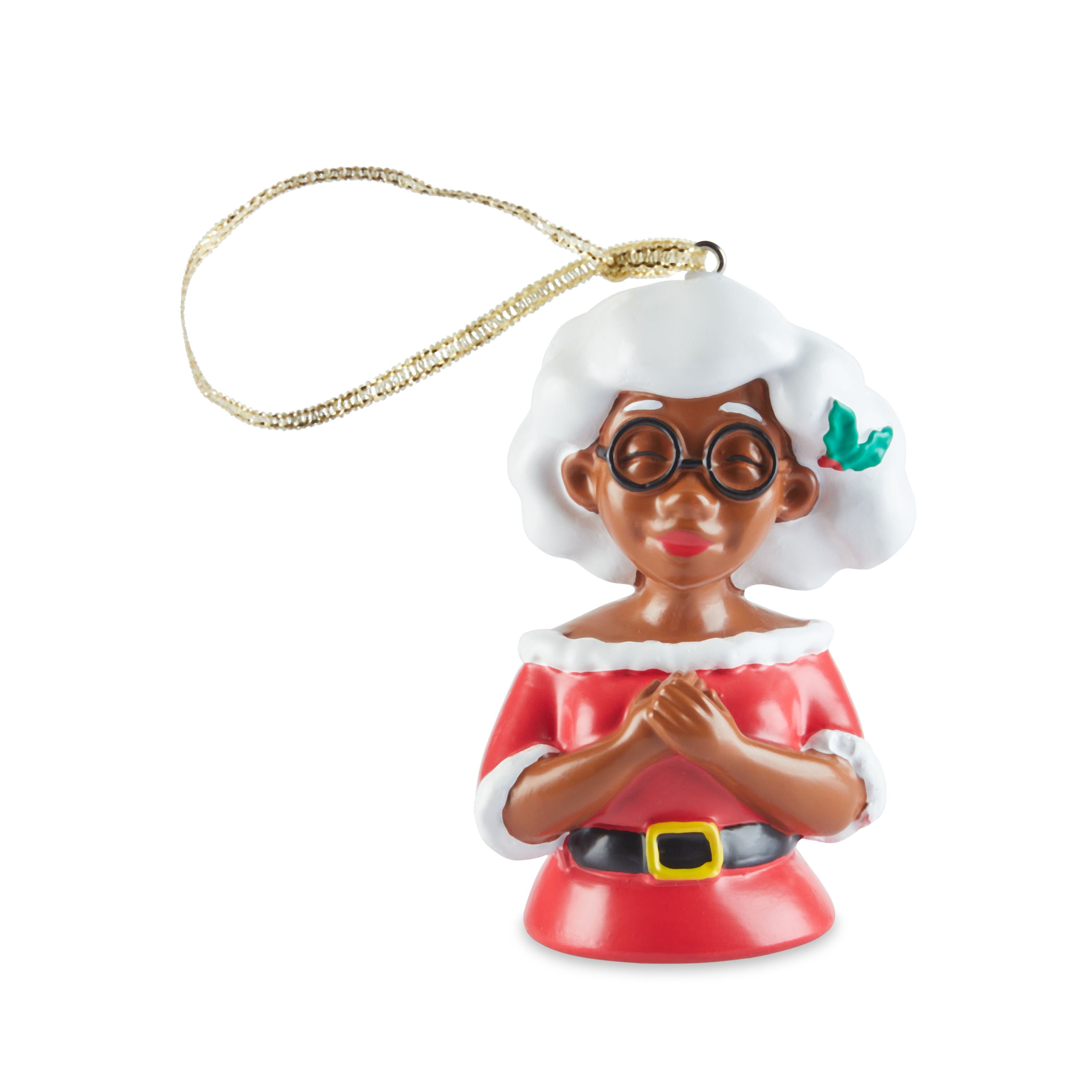 Black Paper Party, Mrs Claus Figurine Ornament, 3 inches Tall, Resin, Multi-Color