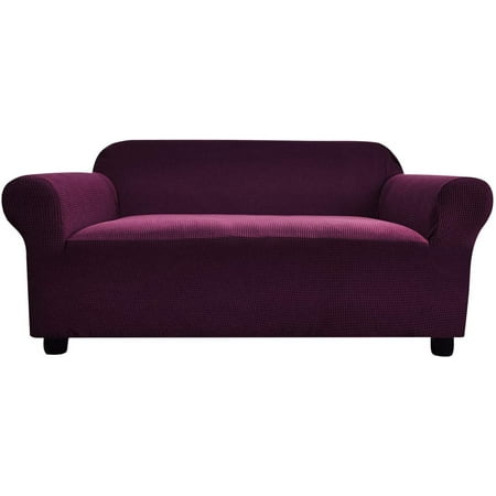 Argstar 1 Piece Stretch Non Slip Fuchsia Sofa Slipcover Washable Spandex Jacquard Cover Purple Red Fit Soft Furniture Protector For Leather And Couch 75 90 Large Magenta Soft Furniture Protector For Sofa, Light Pink Leather Sofa Cover
