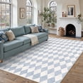 thumbnail image 2 of BERTHMEER 8'x10' Large Area Rugs for Living Room Modern Rhombus Checkered Rugs Bedroom Office Dining Room Farmhouse Geometric Contemporary Washable Non Slip Blue Rugs Carpets, Light Blue, 2 of 5