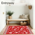thumbnail image 3 of ODIKA 4'x6' Machine Washable Non-Slip Area Rug, Frosty Village Evening Fireside Gathering Celebration High Traffic Rug with Pad, Red, 629906, 3 of 8