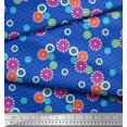 thumbnail image 3 of Soimoi Blue Poly Georgette Fabric Artistic Flower & Geometric Decor Fabric Printed Yard 42 Inch Wide, 3 of 5