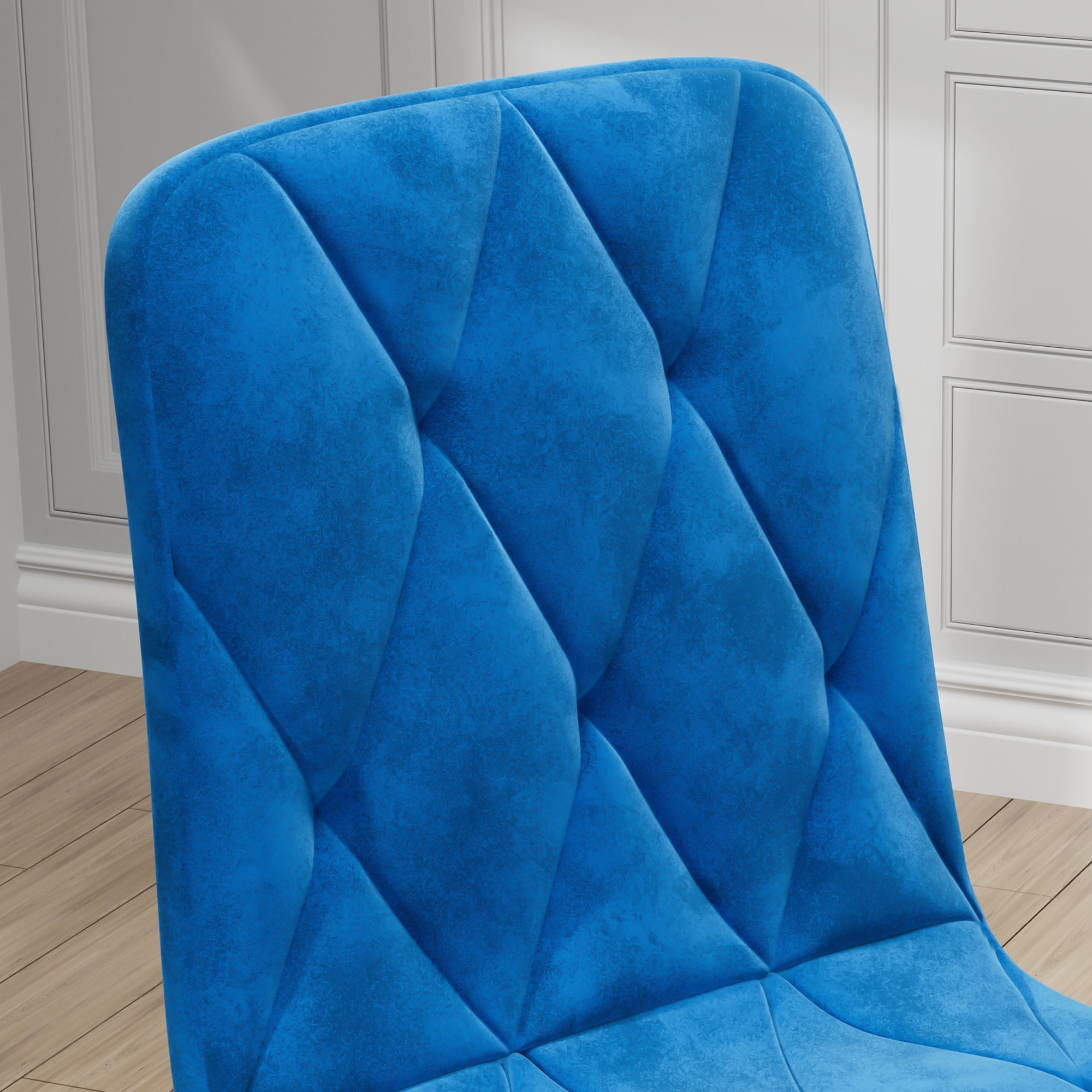 Dining Chairs Set of 4,Kitchen & Dining Room Upholstered Chairs with Metal Legs,Blue+Velvet