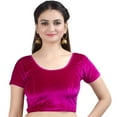 thumbnail image 1 of Chandrakala Women's Readymade Velvet Indian Ethnic Saree Blouse Crop Top Stretchable Choli-2X-Large, Magenta (B130MAG6), 1 of 3
