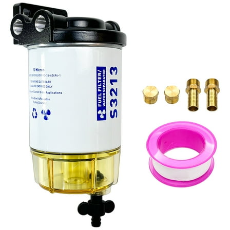 Fuel Filter Water Separator for Yamaha & Mercury Outboards Marine Outboard Motor with 3/8" Barb x 1/4" NPT Brass Fittings Replaces# S3213, S3214, 35-60494-1, 18-7932-1, 18-17928, 35-809097
