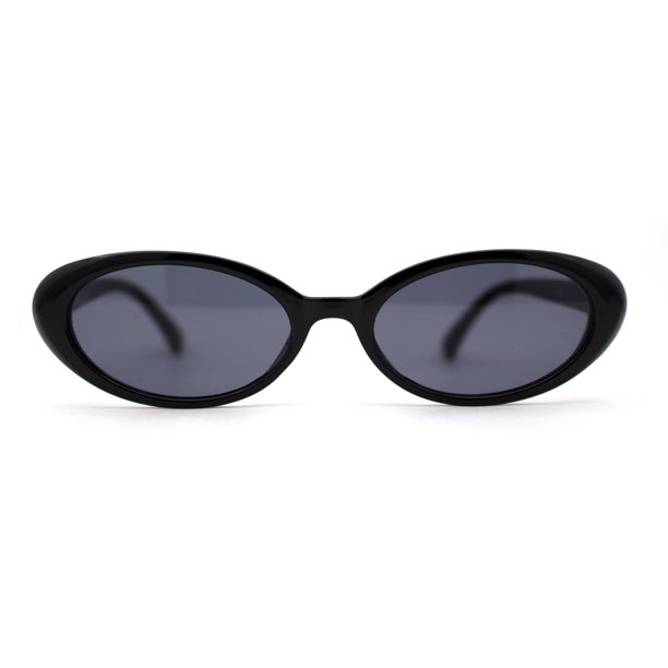 SA106 Womens Simple Classical Oval Thin Plastic Sunglasses All Black ...