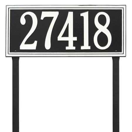 Double Line Plaque - Estate Lawn - One Line - Black with White Letters