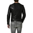 thumbnail image 3 of Mens Sheepskin Real Leather Jacket Zipper Biker Moto Slim Fit Jacket MJF039, 3 of 4